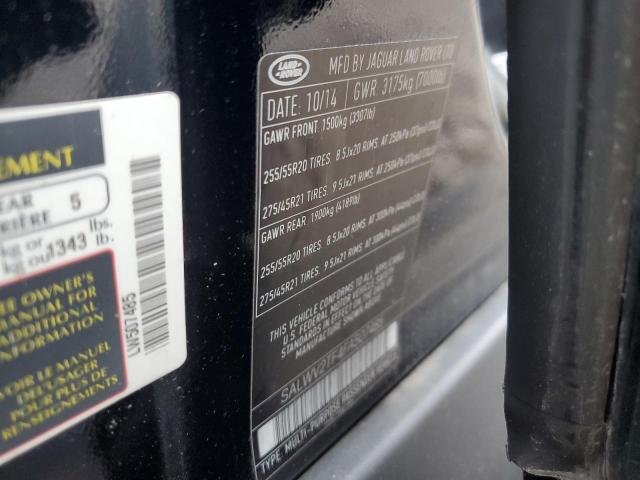 SALWV2TF4FA507485 - 2015 LAND ROVER RANGE ROVE AUTOBIOGRAPHY BLACK photo 12