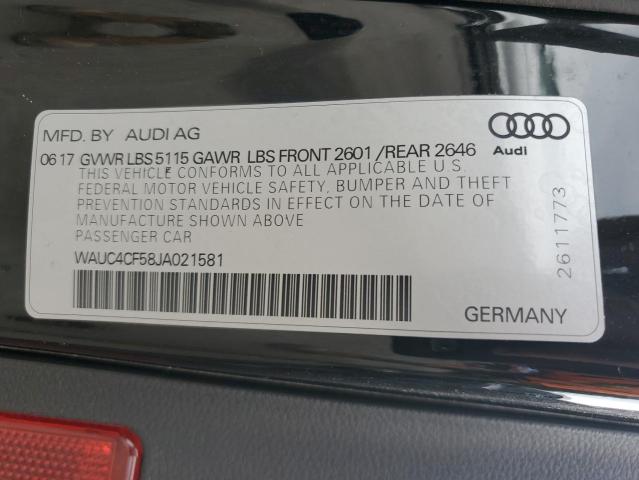 WAUC4CF58JA021581 - 2018 AUDI S5 PRESTIGE 黑色 照片 12