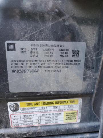 1G1ZC5E07CF323248 - 2012 CHEVROLET MALIBU 1LT Сұр фото 12