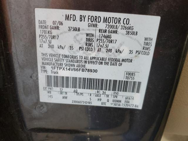 1FTPX14V66FB78930 - 2006 FORD F150 GRAY photo 13