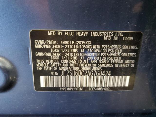 JF2SH6BC2AG768424 - 2010 SUBARU FORESTER XS BLUE photo 14