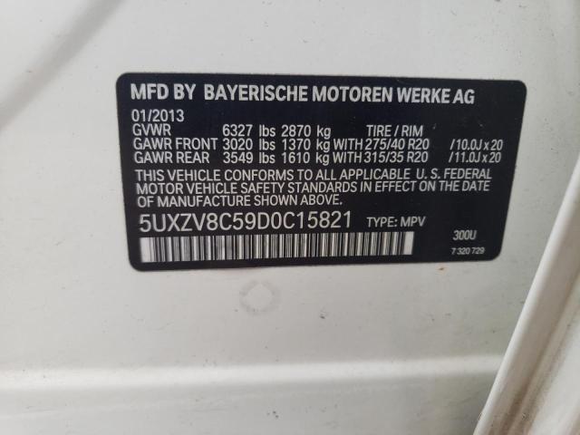 5UXZV8C59D0C15821 - 2013 BMW X5 XDRIVE50I WHITE photo 12