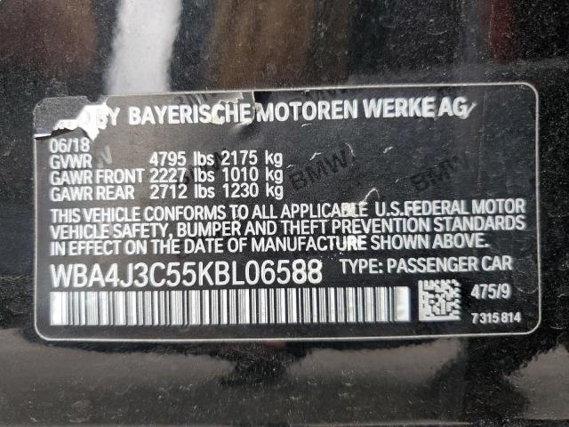 WBA4J3C55KBL06588 - 2019 BMW 430XI GRAN COUPE 黑色 照片 12