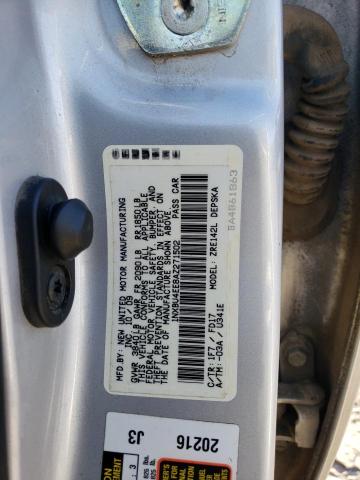 1NXBU4EE8AZ271502 - 2010 TOYOTA COROLLA BASE SILVER photo 12