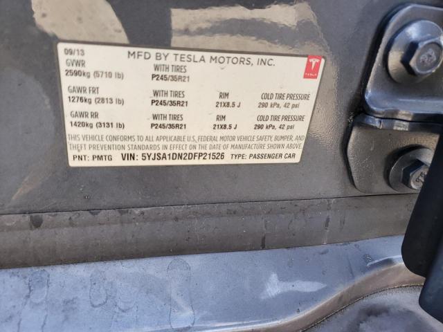 5YJSA1DN2DFP21526 - 2013 TESLA MODEL S Մոխրագույն լուսանկար 12