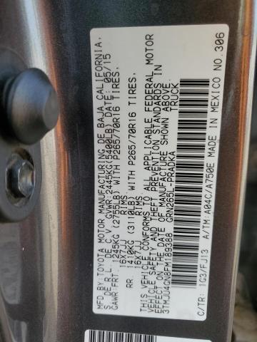 3TMJU4GN8FM189388 - 2015 TOYOTA TACOMA DOUBLE CAB PRERUNNER GRAY photo 12