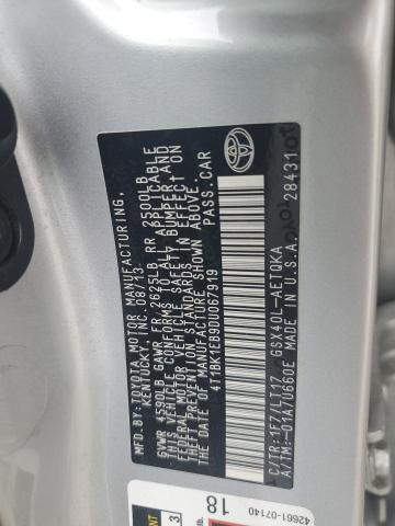 4T1BK1EB9DU067919 - 2013 TOYOTA AVALON BASE 银色 照片 12