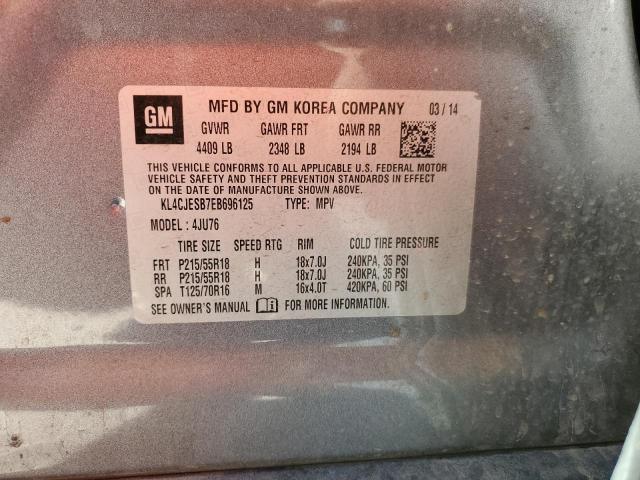 KL4CJESB7EB696125 - 2014 BUICK ENCORE GRAY photo 12