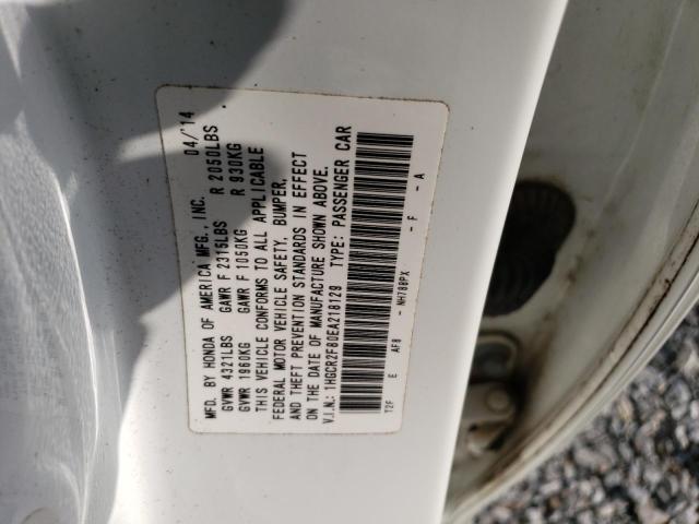 1HGCR2F80EA218129 - 2014 HONDA ACCORD EXL WHITE photo 12