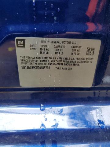 1G1JA6SHXD4183700 - 2013 CHEVROLET SONIC LS 蓝色 照片 12