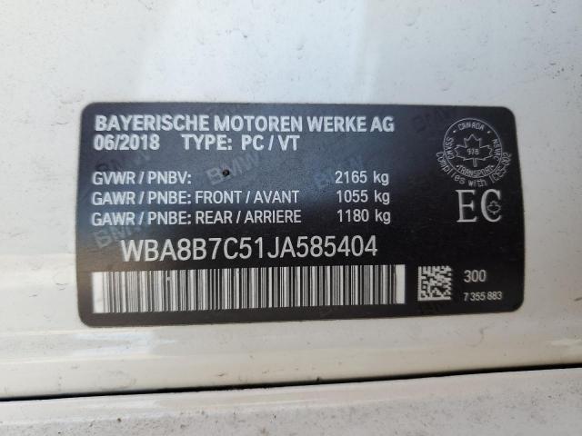 WBA8B7C51JA585404 - 2018 BMW 340 XI WHITE photo 12