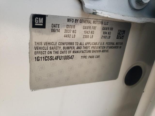 1G11C5SL4FU100547 - 2015 CHEVROLET MALIBU 1LT WHITE photo 12