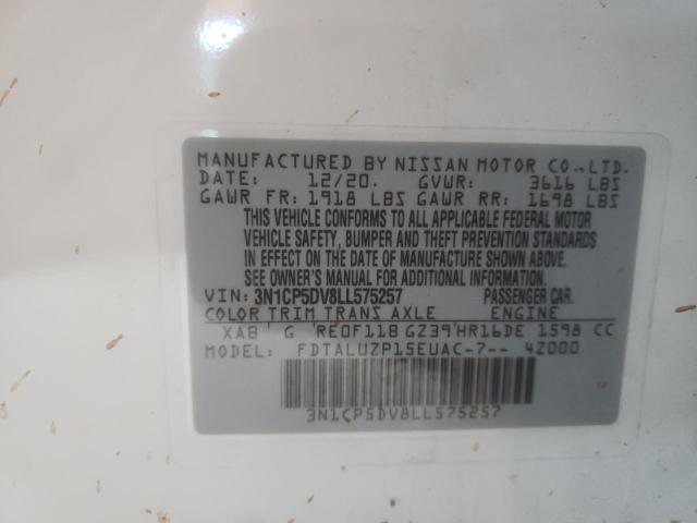 3N1CP5DV8LL575257 - 2020 NISSAN KICKS SR WHITE photo 12