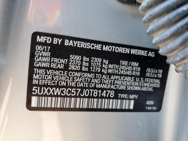 5UXXW3C57J0T81478 - 2018 BMW X4 XDRIVE28I ვერცხლისფერი ფოტო 13