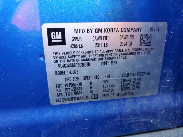 KL4CJBSB8FB038930 - 2015 BUICK ENCORE CONVENIENCE 蓝色 照片 13