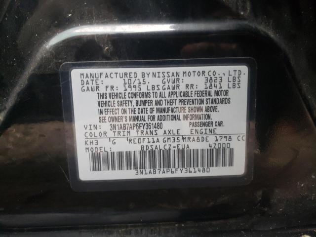 3N1AB7AP6FY361480 - 2015 NISSAN SENTRA S BLACK photo 13