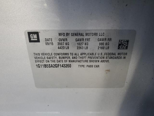 1G11B5SA2GF143260 - 2016 CHEVROLET MALIBU LIM LS SILVER photo 12