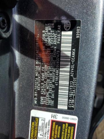 4T1BE46K39U837479 - 2009 TOYOTA CAMRY BASE BLUE photo 13