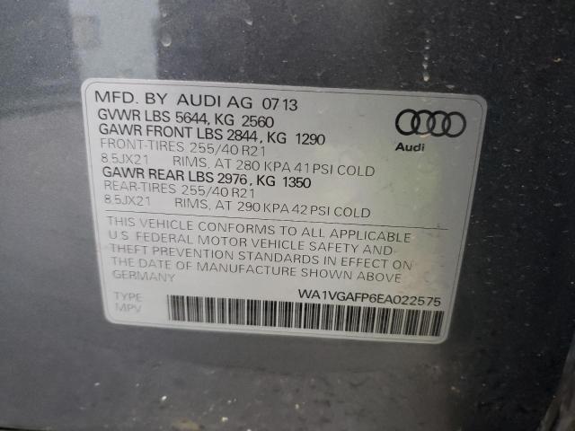 WA1VGAFP6EA022575 - 2014 AUDI SQ5 PRESTIGE GRAY photo 13