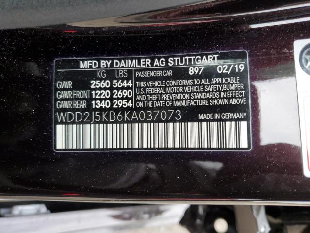 WDD2J5KB6KA037073 - 2019 MERCEDES-BENZ CLS 450 4MATIC UNKNOWN - NOT OK FOR INV. photo 12