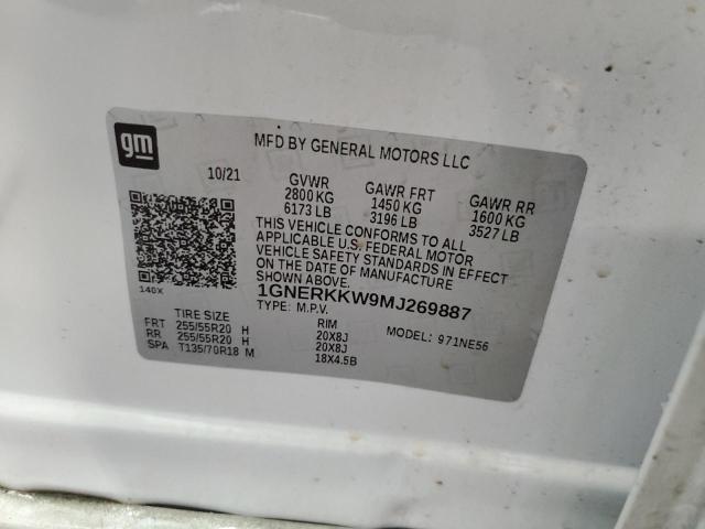 1GNERKKW9MJ269887 - 2021 CHEVROLET TRAVERSE PREMIER WHITE photo 13