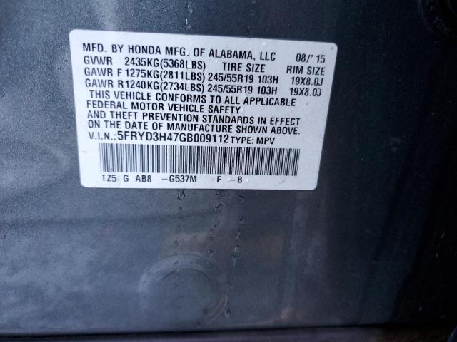 5FRYD3H47GB009112 - 2016 ACURA MDX TECHNOLOGY GRAY photo 13