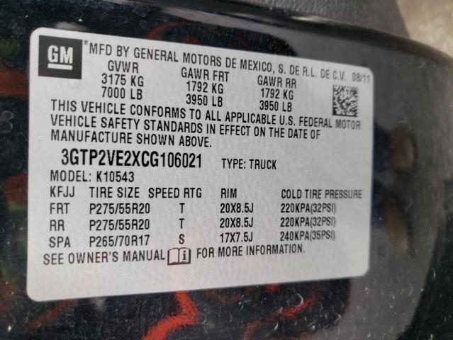 3GTP2VE2XCG106021 - 2012 GMC SIERRA K1500 SLE BLACK photo 13