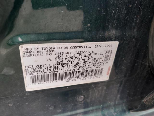 JTEHF21A910015078 - 2001 TOYOTA HIGHLANDER GREEN photo 12