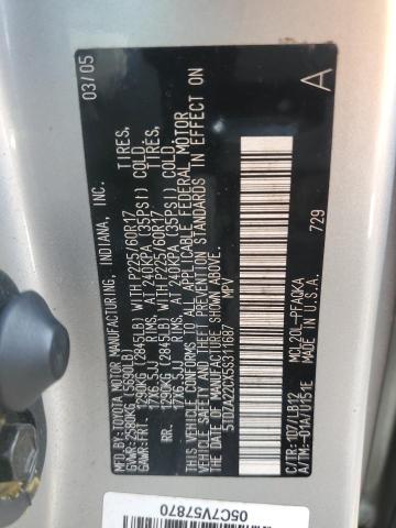 5TDZA22CX5S311687 - 2005 TOYOTA SIENNA XLE SILVER photo 13