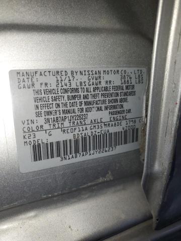 3N1AB7AP1JY226237 - 2018 NISSAN SENTRA S SILVER photo 12