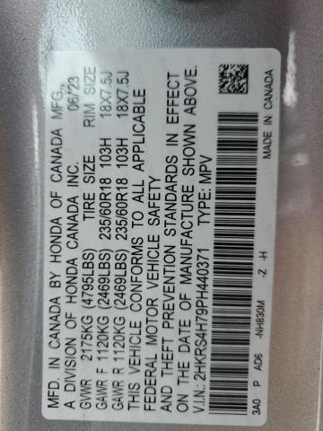 2HKRS4H79PH440371 - 2023 HONDA CR-V EXL SILVER photo 13