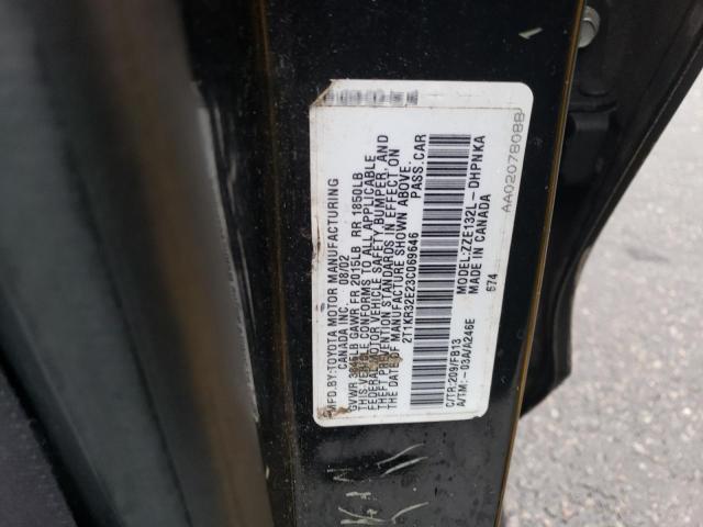 2T1KR32E23C069646 - 2003 TOYOTA COROLLA MA XR BLACK photo 13