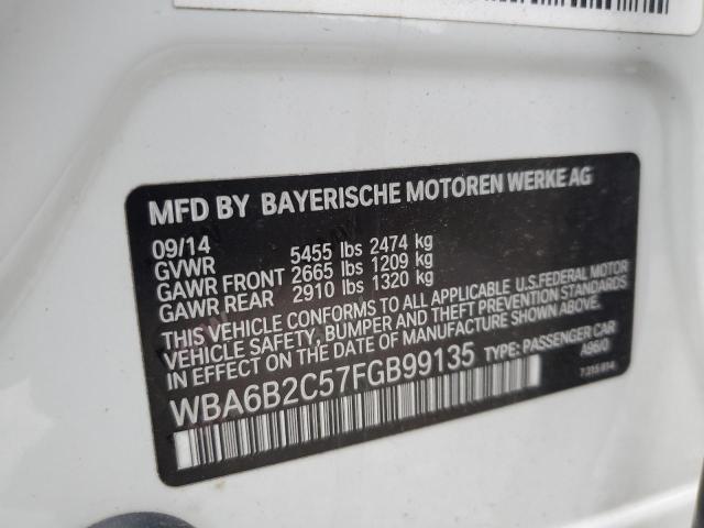 WBA6B2C57FGB99135 - 2015 BMW 650 I GRAN COUPE WHITE photo 13