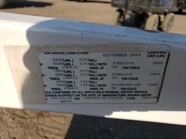 1MDAX8S1XRJ644748 - 1992 SHOR TRAILER თეთრი ფოტო 10