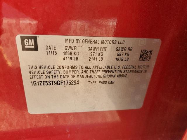 1G1ZE5ST9GF175294 - 2016 CHEVROLET MALIBU LT RED photo 12