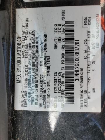 3LNHL2GCXCR837201 - 2012 LINCOLN MKZ BLACK photo 12