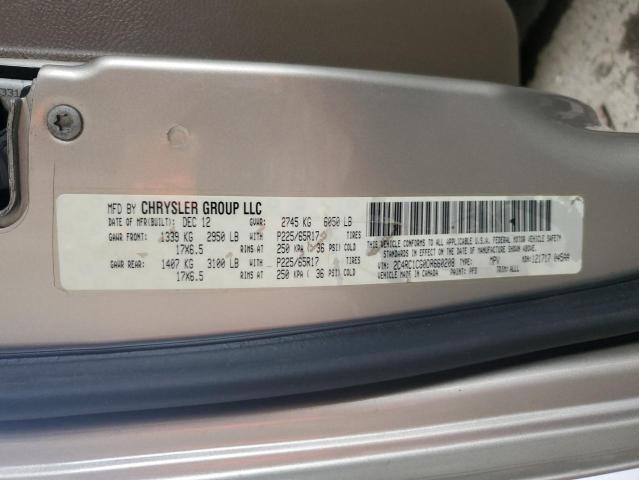 2C4RC1CG0DR660208 - 2013 CHRYSLER TOWN & COU TOURING L BEIGE photo 12