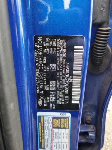 KNDETCA27M7185997 - 2021 KIA SELTOS SX BLUE photo 13