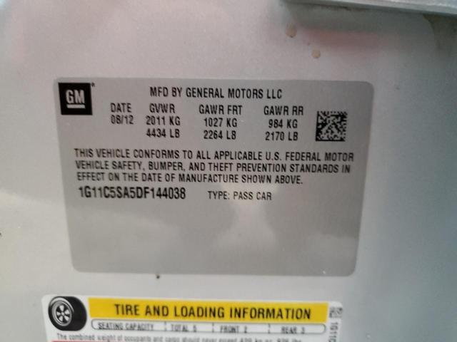 1G11C5SA5DF144038 - 2013 CHEVROLET MALIBU 1LT ვერცხლისფერი ფოტო 12
