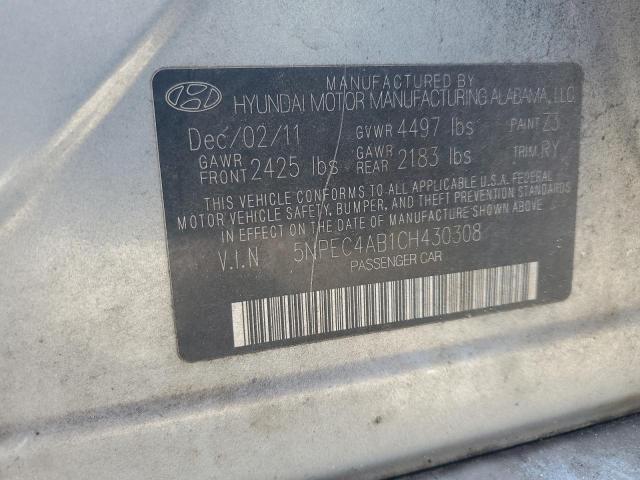 5NPEC4AB1CH430308 - 2012 HYUNDAI SONATA SE SILVER photo 12