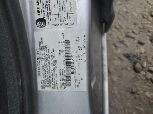 3FAHP0HGXCR305757 - 2012 FORD FUSION SE SILVER photo 12