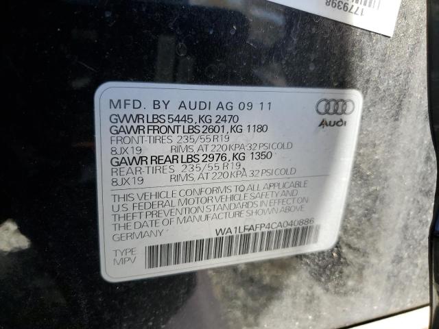 WA1LFAFP4CA040886 - 2012 AUDI Q5 PREMIUM PLUS BLACK photo 13