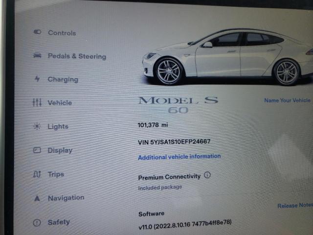 5YJSA1S10EFP24667 - 2014 TESLA MODEL S WHITE photo 9