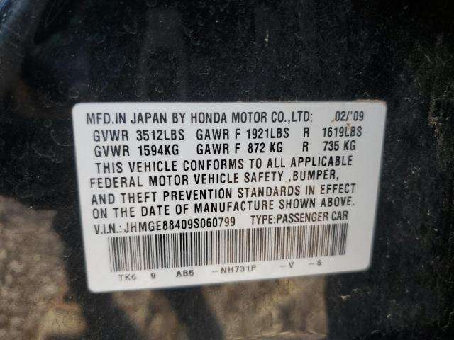 JHMGE88409S060799 - 2009 HONDA FIT SPORT BLACK photo 12