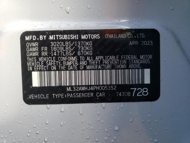 ML32AWHJ4PH005352 - 2023 MITSUBISHI MIRAGE SE WHITE photo 13