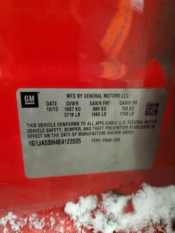 1G1JA5SH4E4123505 - 2014 CHEVROLET SONIC LS RED photo 12