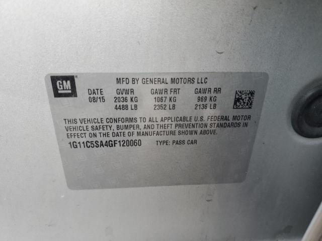 1G11C5SA4GF120060 - 2016 CHEVROLET MALIBU LIM LT 银色 照片 12