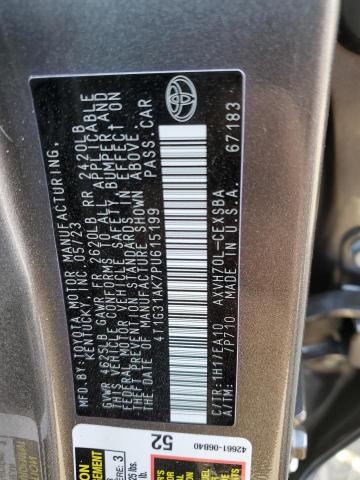 4T1G31AK7PU615199 - 2023 TOYOTA CAMRY SE NIGHT SHADE GRAY photo 12