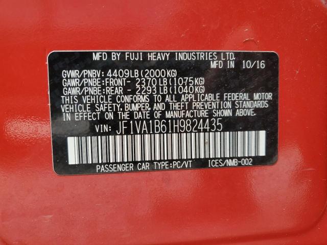 JF1VA1B61H9824435 - 2017 SUBARU WRX RED photo 12