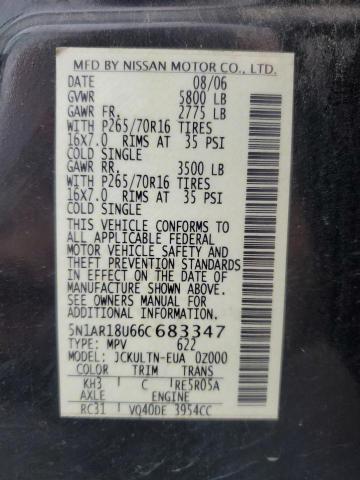 5N1AR18U66C683347 - 2006 NISSAN PATHFINDER LE 黑色 照片 13